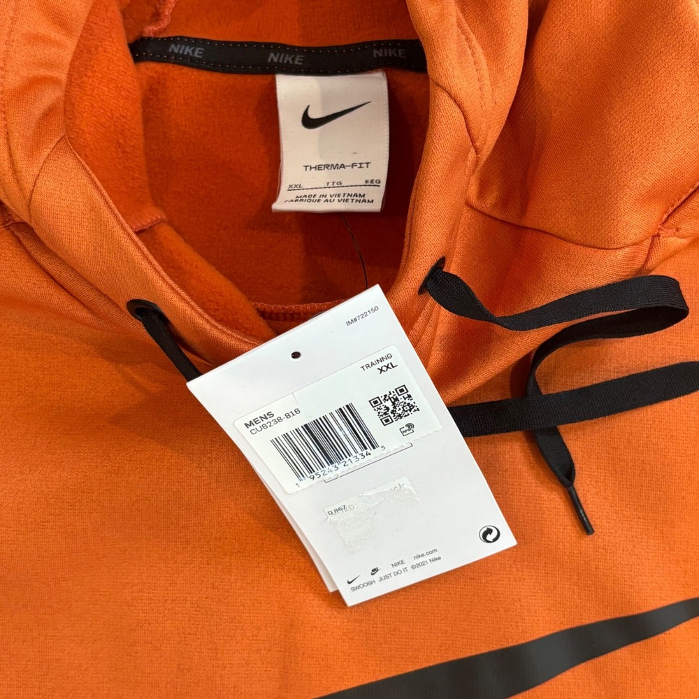 Nike Therma-FIT Hoodie Mens XXL Orange Pullover Training Swoosh Athletic - Picture 4 of 8